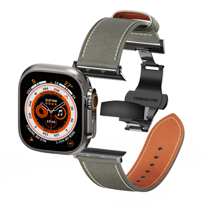 Leather Butterfly Band – Ideal Gift for Apple Watch Users – Soft Genuine Leather, Multiple Colors ⚫️ Sleek Black Buckle