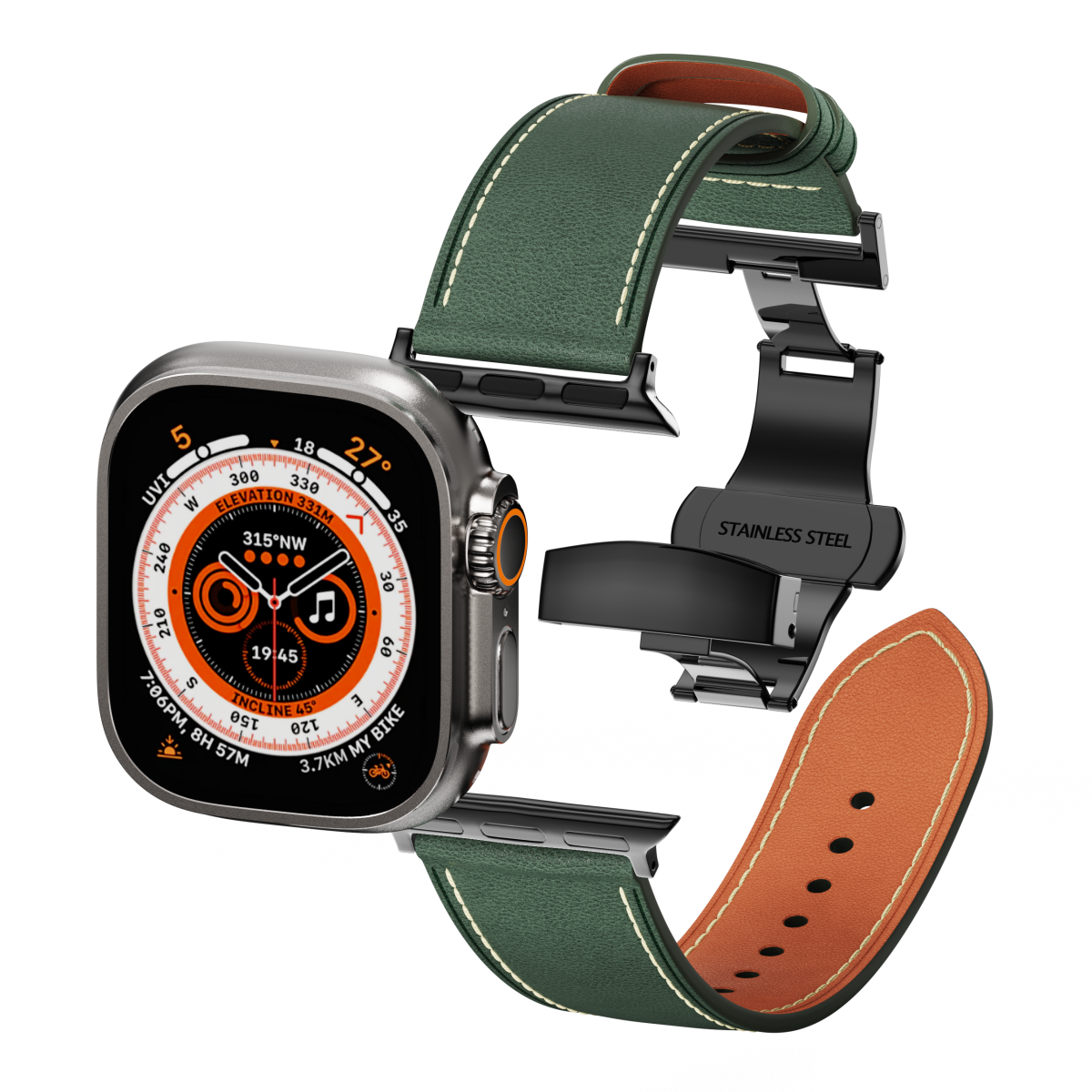 Leather Butterfly Band – Ideal Gift for Apple Watch Users – Soft Genuine Leather, Multiple Colors ⚫️ Sleek Black Buckle