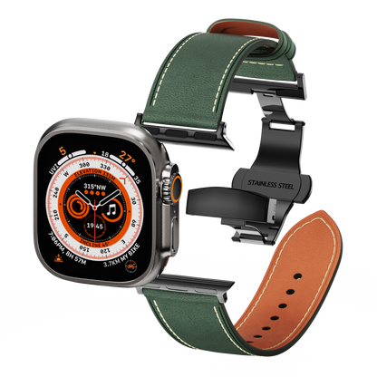 Leather Butterfly Band – Ideal Gift for Apple Watch Users – Soft Genuine Leather, Multiple Colors ⚫️ Sleek Black Buckle