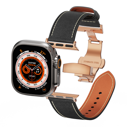 Affordable Genuine Leather Butterfly Buckle Band for Apple Watch