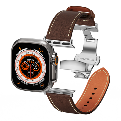Affordable Genuine Leather Butterfly Buckle Band for Apple Watch