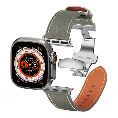 Affordable Genuine Leather Butterfly Buckle Band for Apple Watch