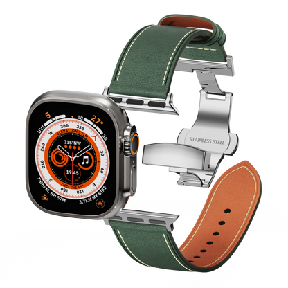 Affordable Genuine Leather Butterfly Buckle Band for Apple Watch