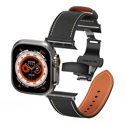 Affordable Genuine Leather Butterfly Buckle Band for Apple Watch