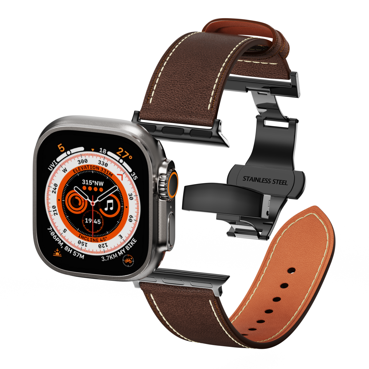 Leather Butterfly Band – Ideal Gift for Apple Watch Users – Soft Genuine Leather, Multiple Colors ⚫️ Sleek Black Buckle