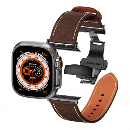 Leather Butterfly Band – Ideal Gift for Apple Watch Users – Soft Genuine Leather, Multiple Colors ⚫️ Sleek Black Buckle