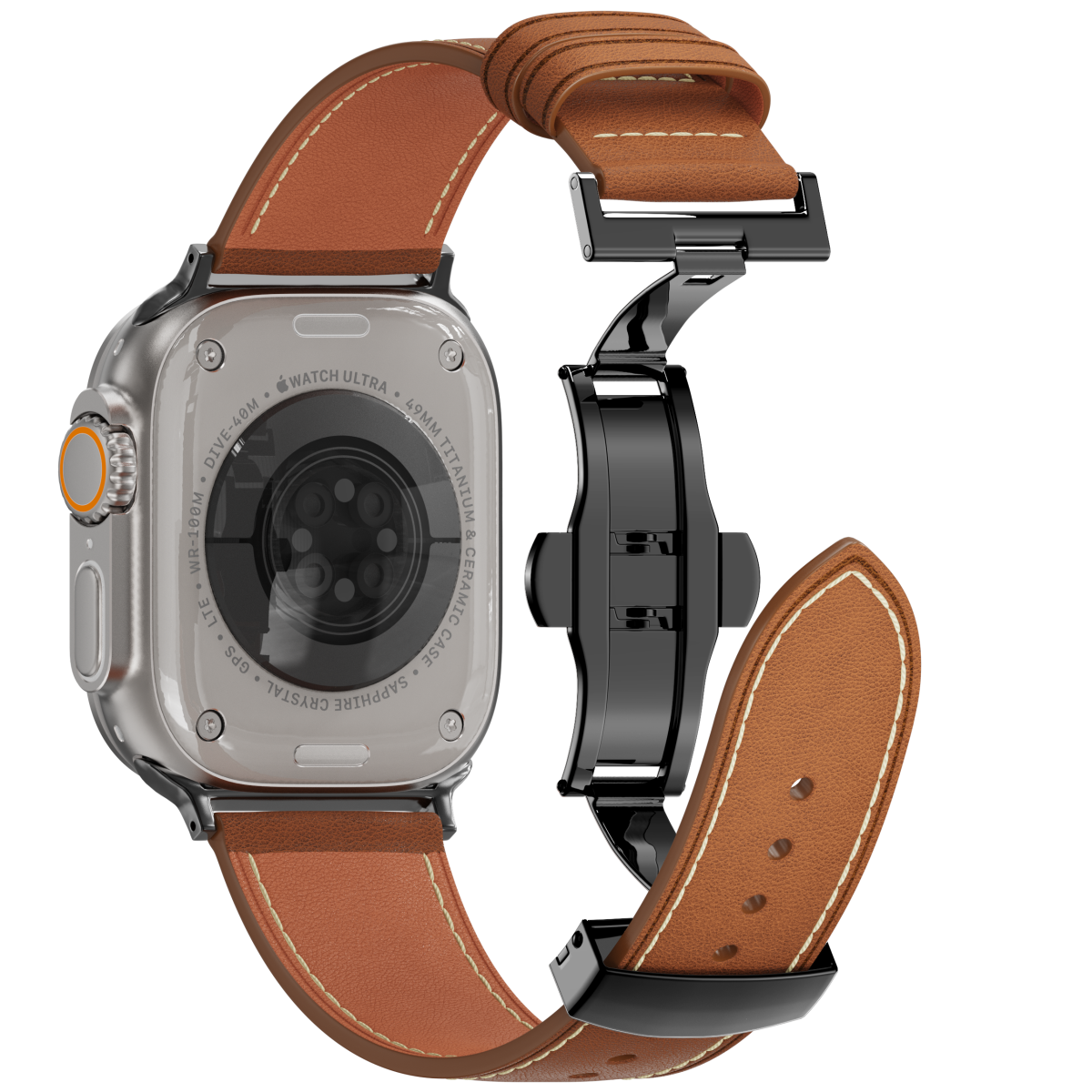 Leather Butterfly Band – Ideal Gift for Apple Watch Users – Soft Genuine Leather, Multiple Colors ⚫️ Sleek Black Buckle