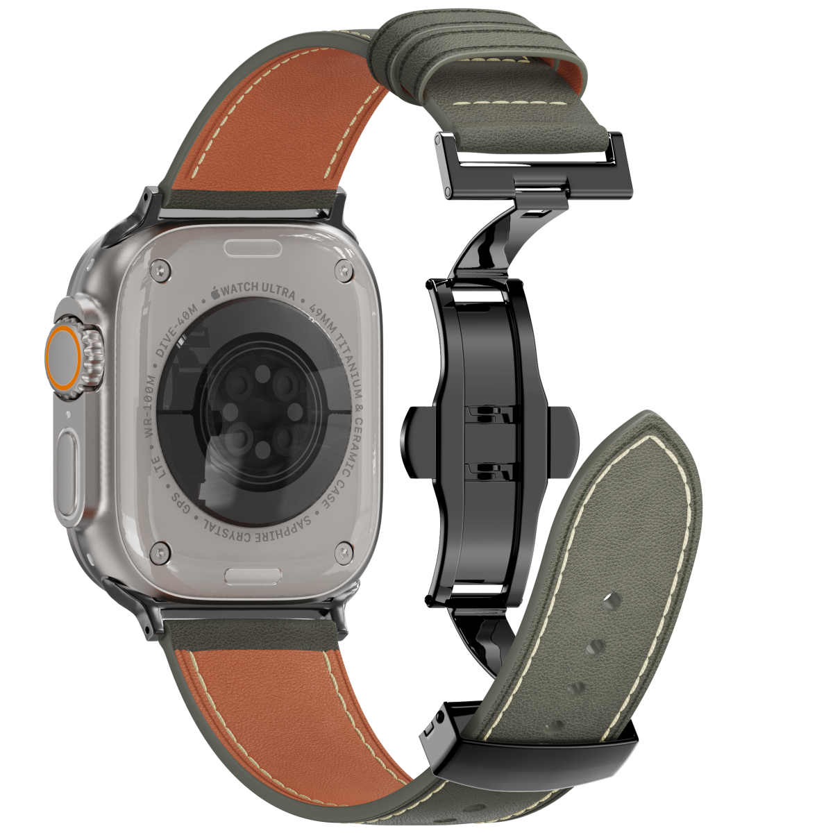 Leather Butterfly Band – Ideal Gift for Apple Watch Users – Soft Genuine Leather, Multiple Colors ⚫️ Sleek Black Buckle