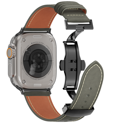 Leather Butterfly Band – Ideal Gift for Apple Watch Users – Soft Genuine Leather, Multiple Colors ⚫️ Sleek Black Buckle