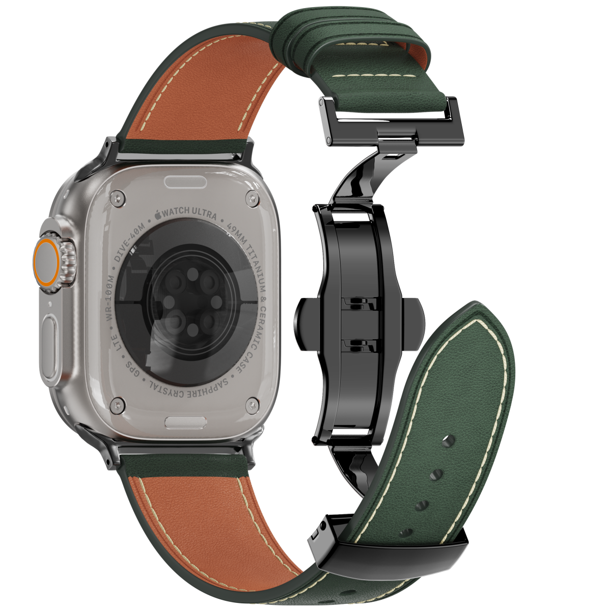 Leather Butterfly Band – Ideal Gift for Apple Watch Users – Soft Genuine Leather, Multiple Colors ⚫️ Sleek Black Buckle