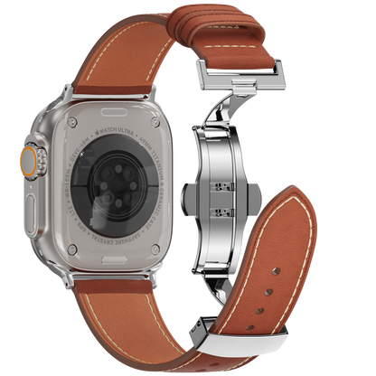 Affordable Genuine Leather Butterfly Buckle Band for Apple Watch