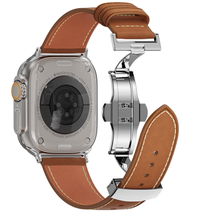 Affordable Genuine Leather Butterfly Buckle Band for Apple Watch