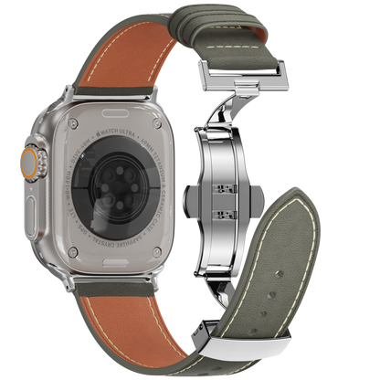 Affordable Genuine Leather Butterfly Buckle Band for Apple Watch