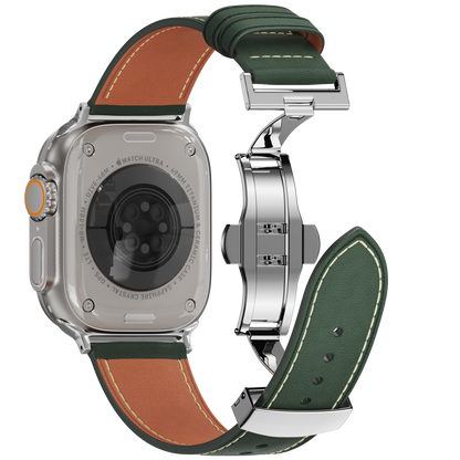 Affordable Genuine Leather Butterfly Buckle Band for Apple Watch