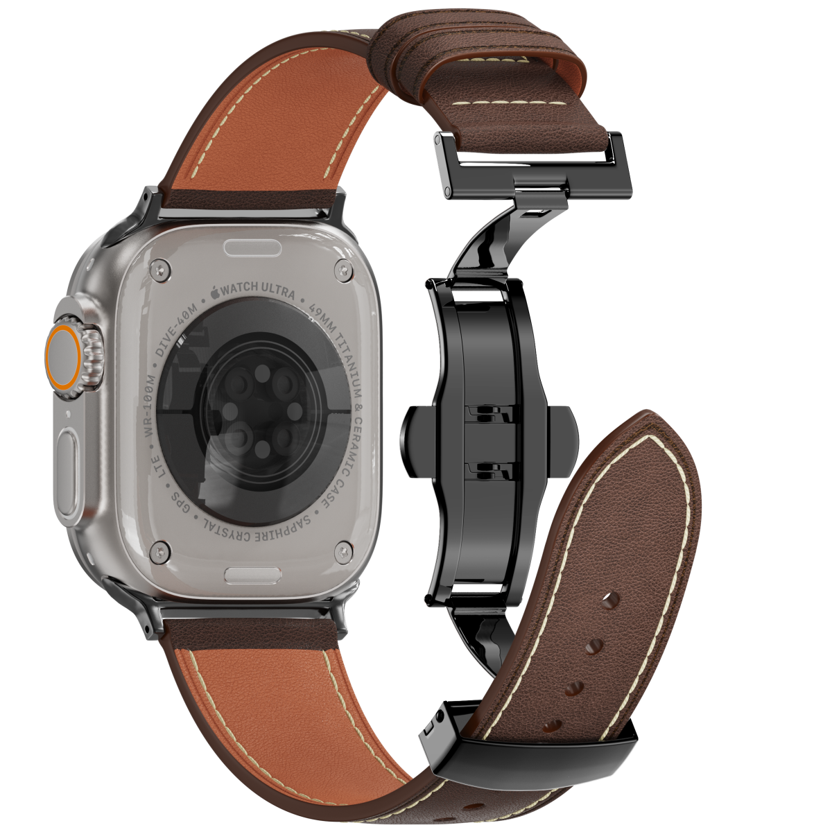 Leather Butterfly Band – Ideal Gift for Apple Watch Users – Soft Genuine Leather, Multiple Colors ⚫️ Sleek Black Buckle