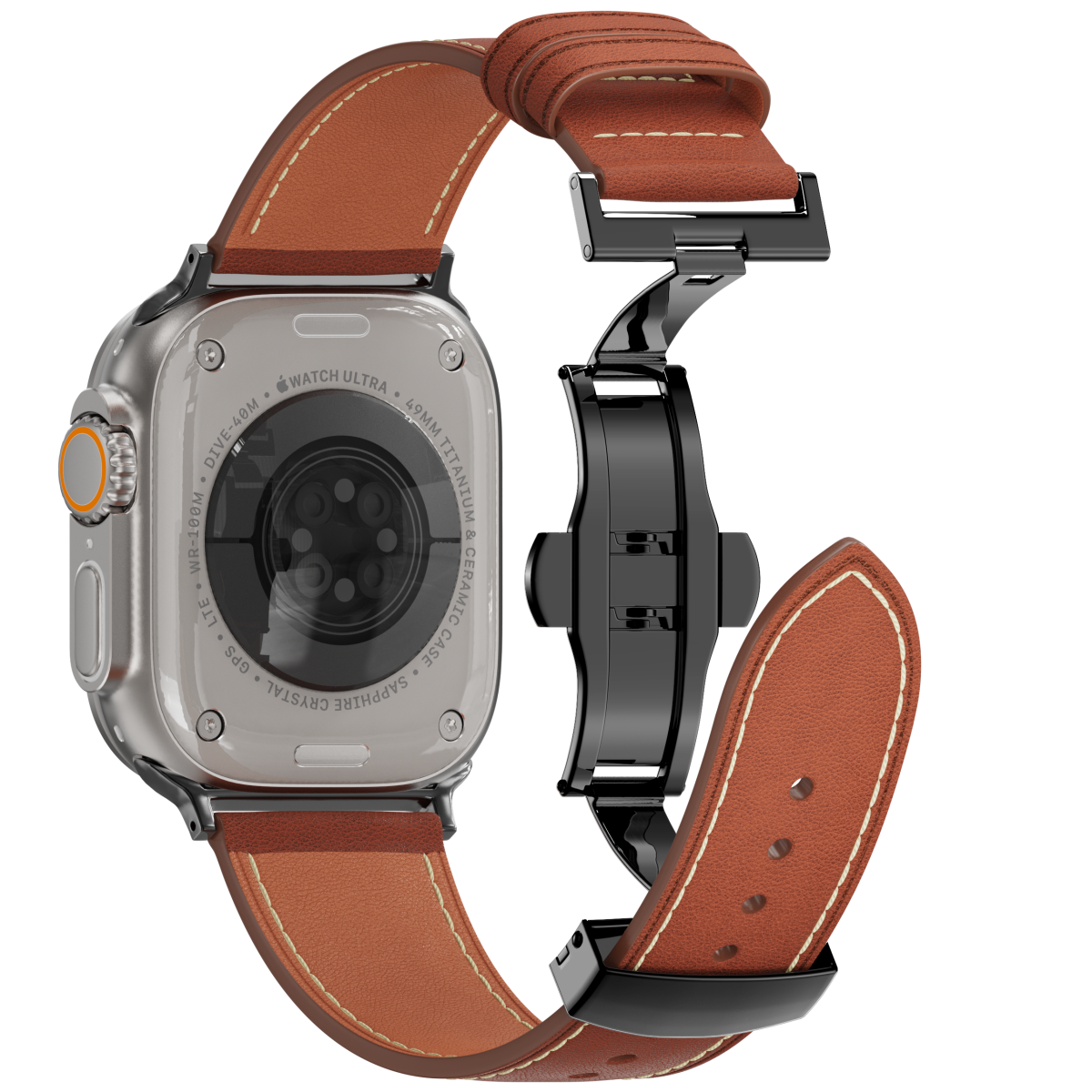 Leather Butterfly Band – Ideal Gift for Apple Watch Users – Soft Genuine Leather, Multiple Colors ⚫️ Sleek Black Buckle