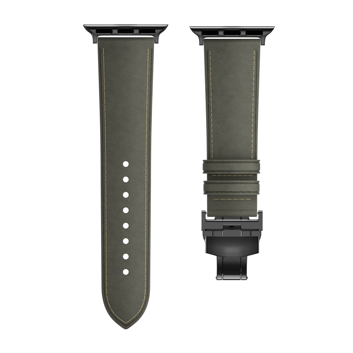 Leather Butterfly Band – Ideal Gift for Apple Watch Users – Soft Genuine Leather, Multiple Colors ⚫️ Sleek Black Buckle