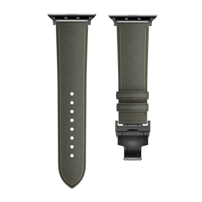 Leather Butterfly Band – Ideal Gift for Apple Watch Users – Soft Genuine Leather, Multiple Colors ⚫️ Sleek Black Buckle