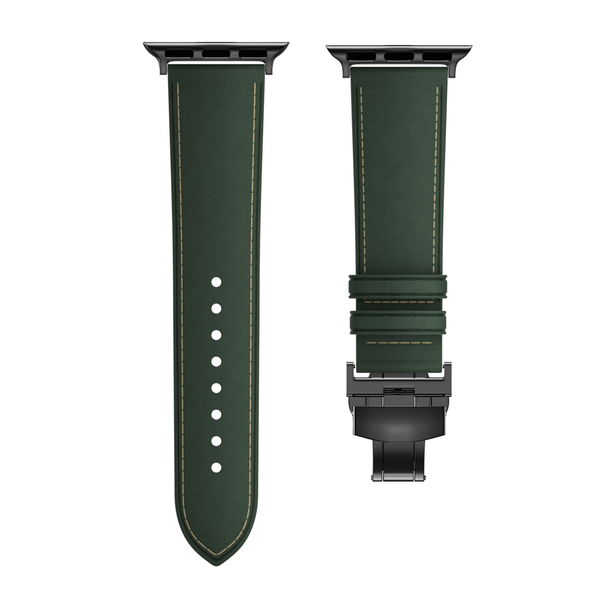 Leather Butterfly Band – Ideal Gift for Apple Watch Users – Soft Genuine Leather, Multiple Colors ⚫️ Sleek Black Buckle