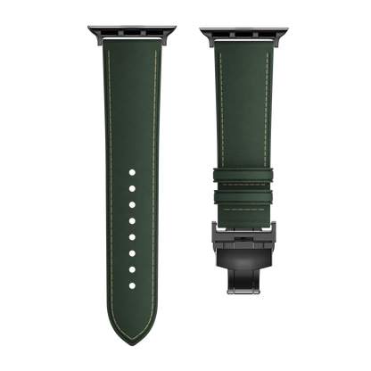 Leather Butterfly Band – Ideal Gift for Apple Watch Users – Soft Genuine Leather, Multiple Colors ⚫️ Sleek Black Buckle