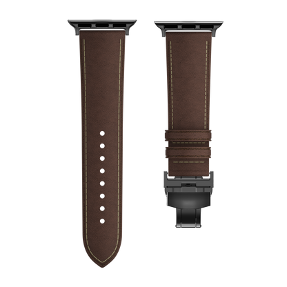 Leather Butterfly Band – Ideal Gift for Apple Watch Users – Soft Genuine Leather, Multiple Colors ⚫️ Sleek Black Buckle