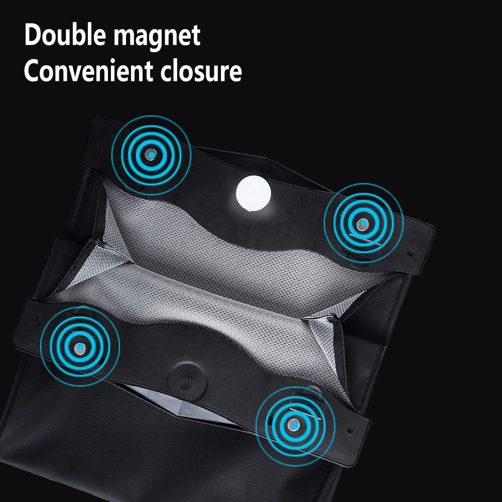 LED Car Trash Can | Waterproof, Leather Hanging Garbage Bag