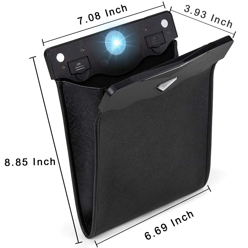 LED Car Trash Can | Waterproof, Leather Hanging Garbage Bag