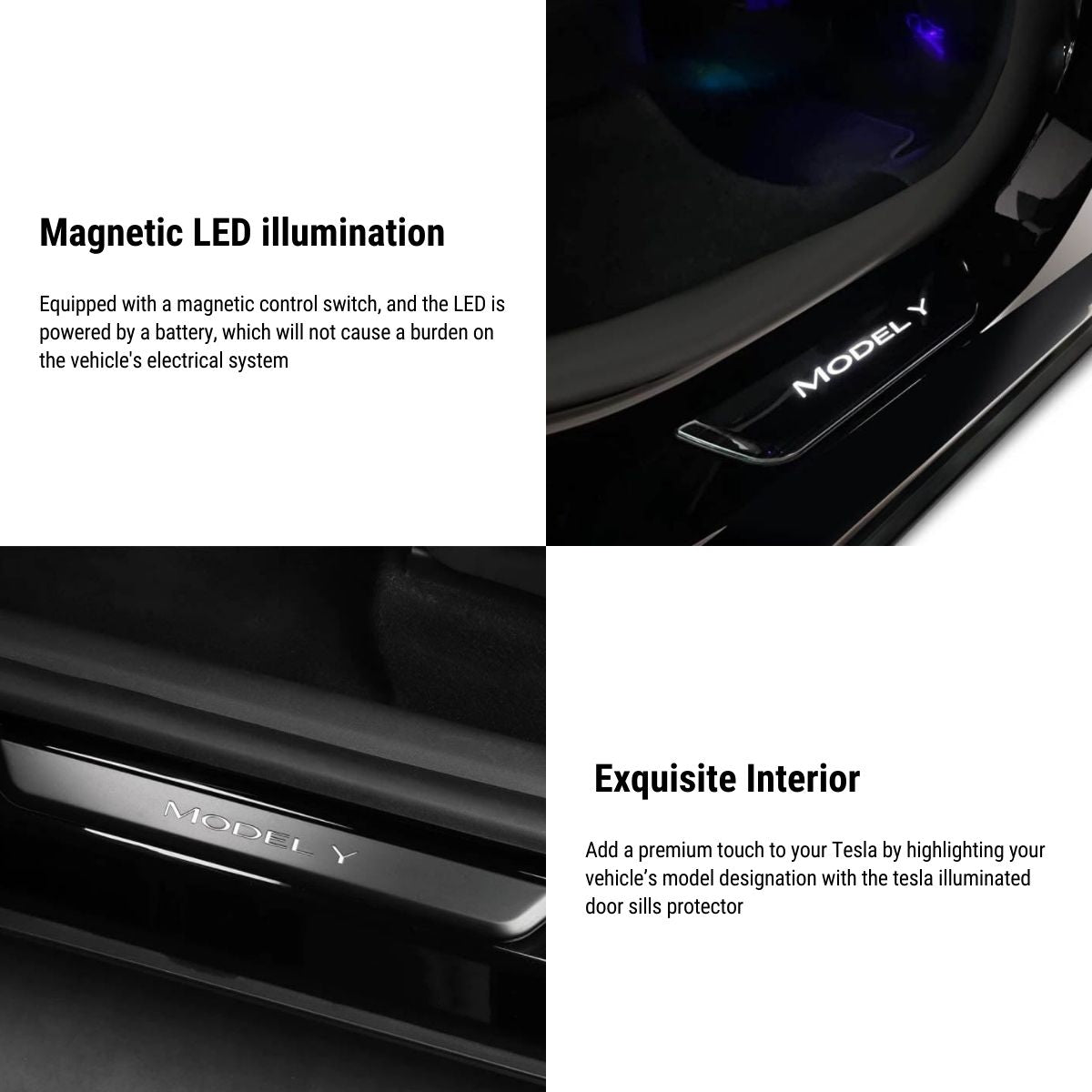 LED Illuminated Door Sills Protector Front & Rear for Model Y / 3