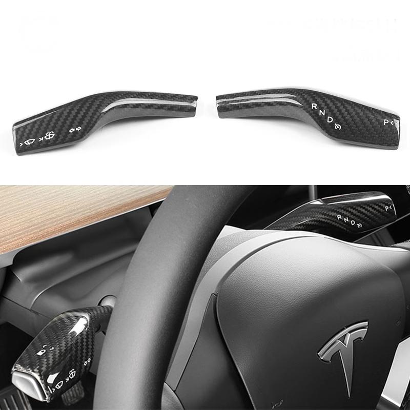 TESERY Model 3 / Y Stalks Turn Signal Cover - Dry Carbon Fiber Interior Mods