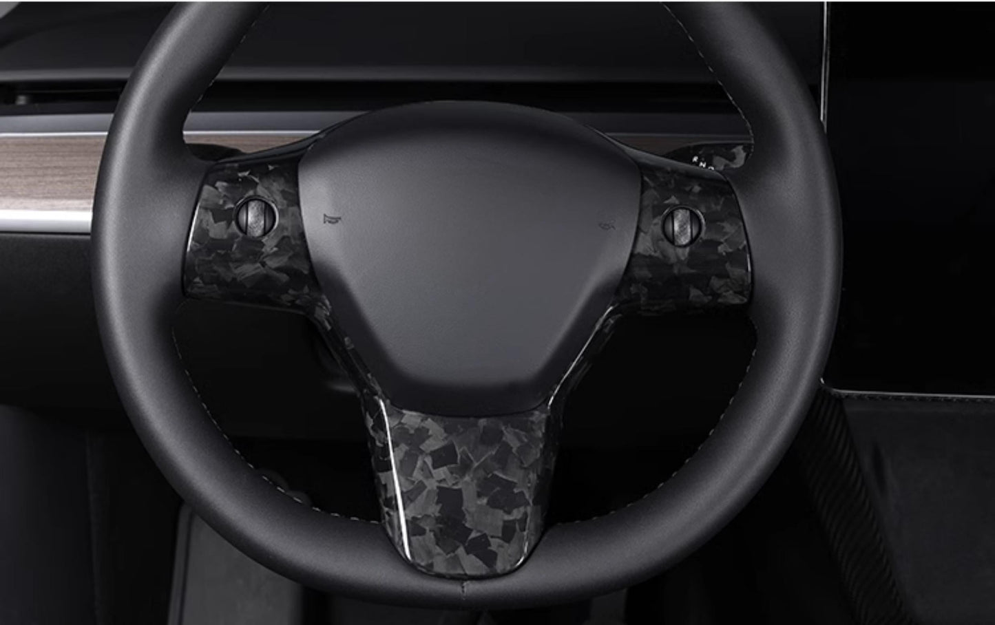 Model 3 / Y Steering Wheel Patch - Carbon Fiber Interior Mods