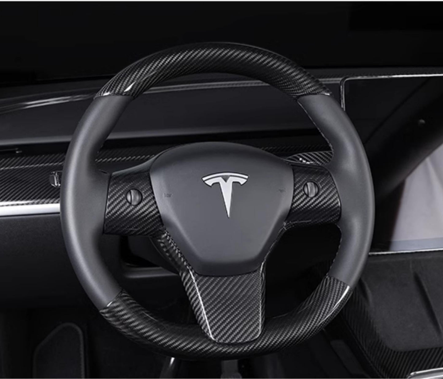 Model 3 / Y Steering Wheel Patch - Carbon Fiber Interior Mods
