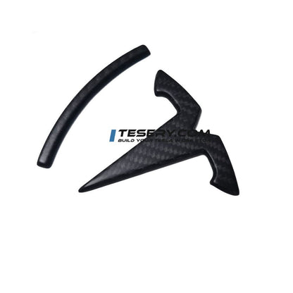Model 3 / Y T Logo Overlay Front & Rear - Real Carbon Fiber Exterior
