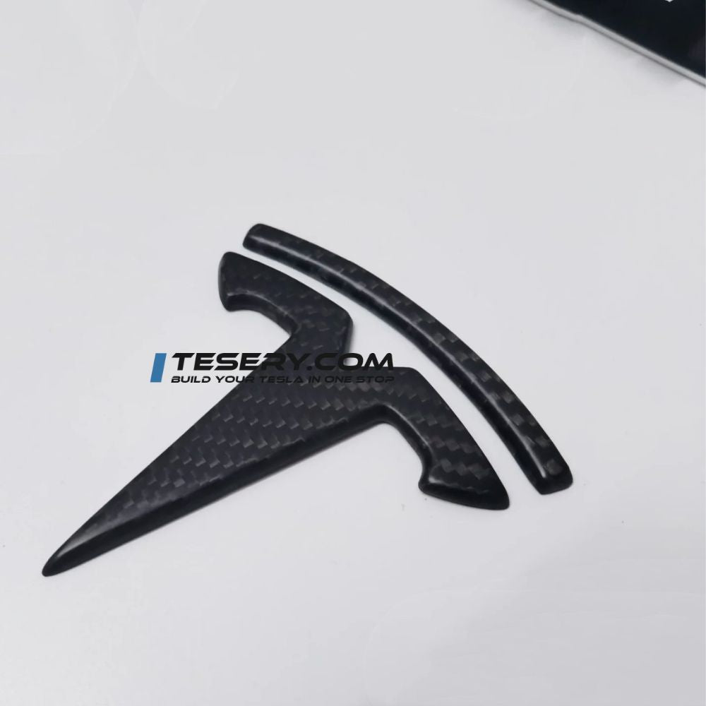 Model 3 / Y T Logo Overlay Front & Rear - Real Carbon Fiber Exterior