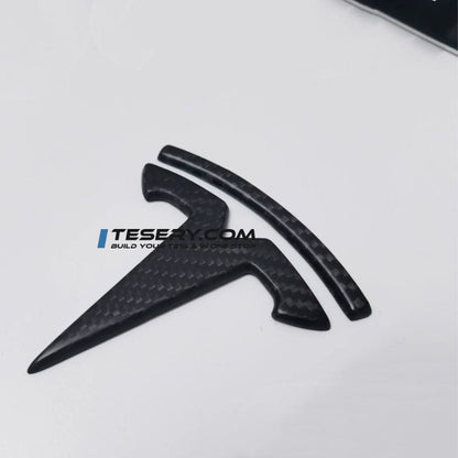Model 3 / Y T Logo Overlay Front & Rear - Real Carbon Fiber Exterior