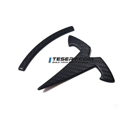 Model 3 / Y T Logo Overlay Front & Rear - Real Carbon Fiber Exterior