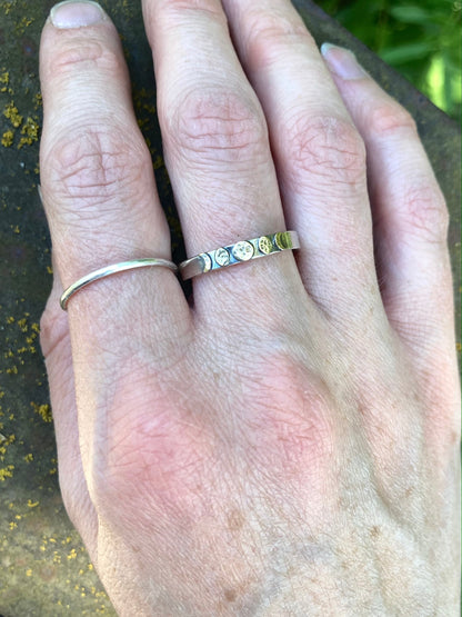 Moon Phase Band Ring in Brass and Sterling Silver