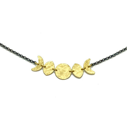 Moon Phase Necklace in Oxidized Sterling Silver and Brass