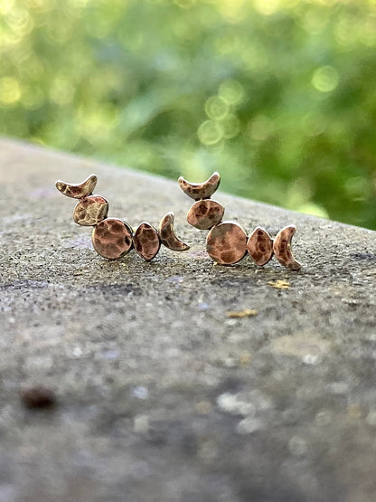 Moon Phase Stud Earrings in Sterling Silver