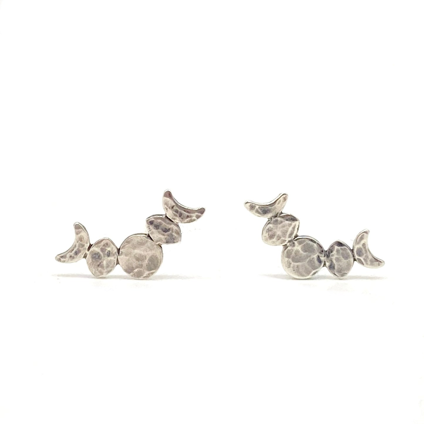 Moon Phase Stud Earrings in Sterling Silver
