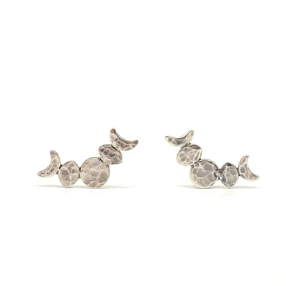 Moon Phase Stud Earrings in Sterling Silver