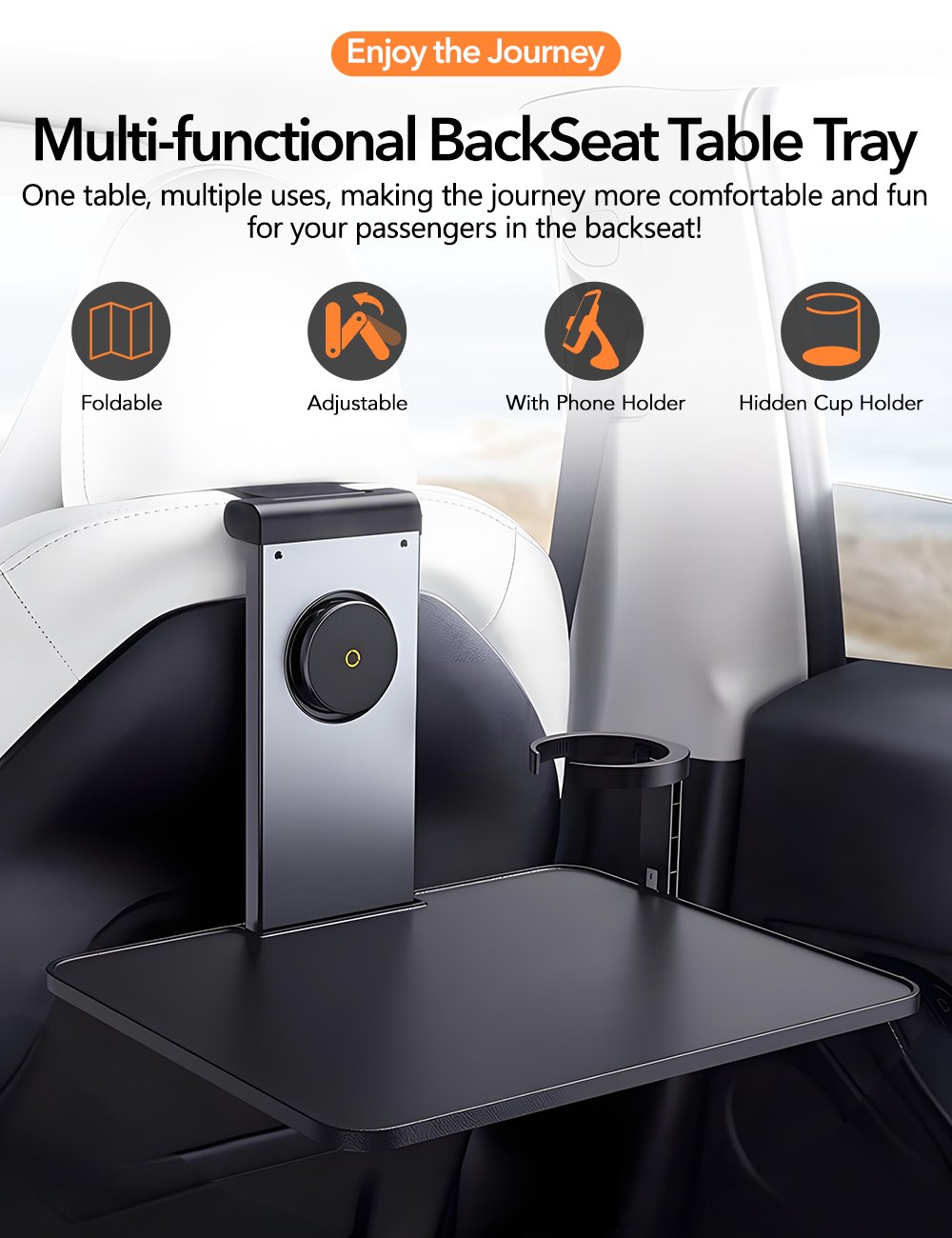 Multi-function Backseat Table Tray for Tesla Model 3/Y