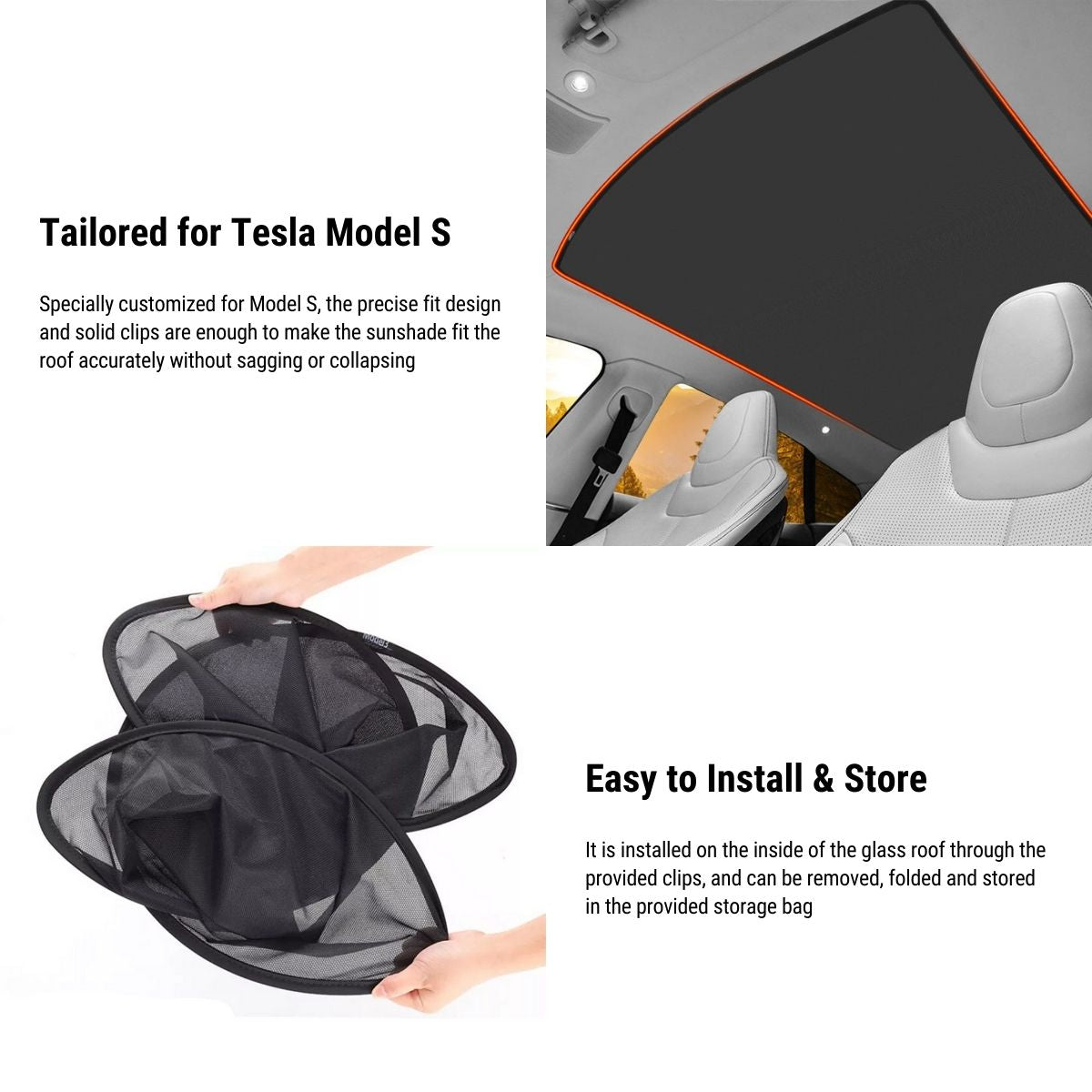 Panoramic Sunroof Sunshade for Tesla Model S
