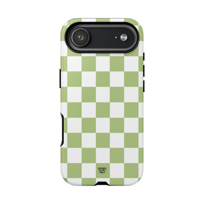 PALE OLIVE WHITE CHECKERBOARD | Tough Phone Case