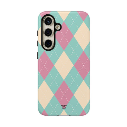 BLUE PINK BEIGE ARGYLE | Tough Phone Case