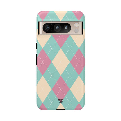 BLUE PINK BEIGE ARGYLE | Tough Phone Case