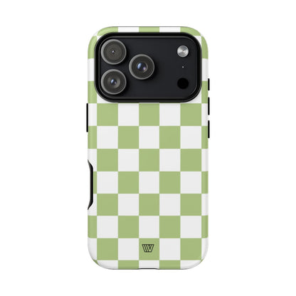 PALE OLIVE WHITE CHECKERBOARD | Tough Phone Case