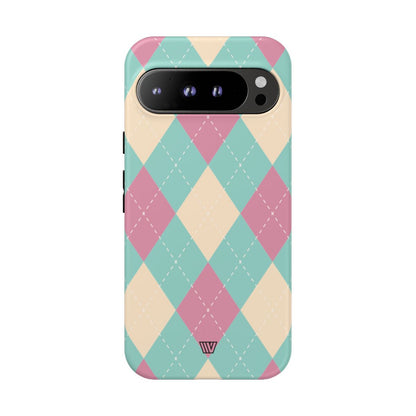 BLUE PINK BEIGE ARGYLE | Tough Phone Case