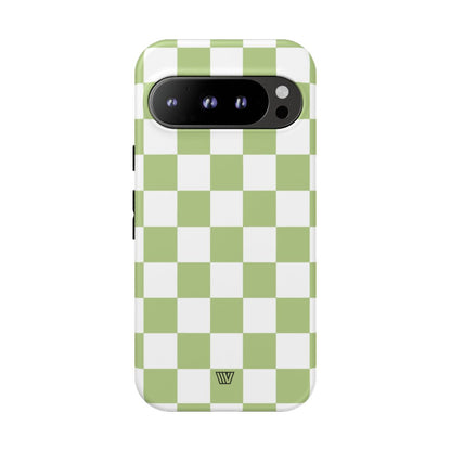 PALE OLIVE WHITE CHECKERBOARD | Tough Phone Case