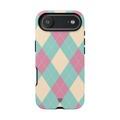 BLUE PINK BEIGE ARGYLE | Tough Phone Case