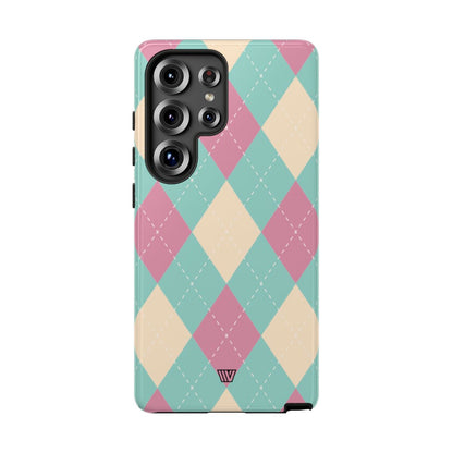 BLUE PINK BEIGE ARGYLE | Tough Phone Case
